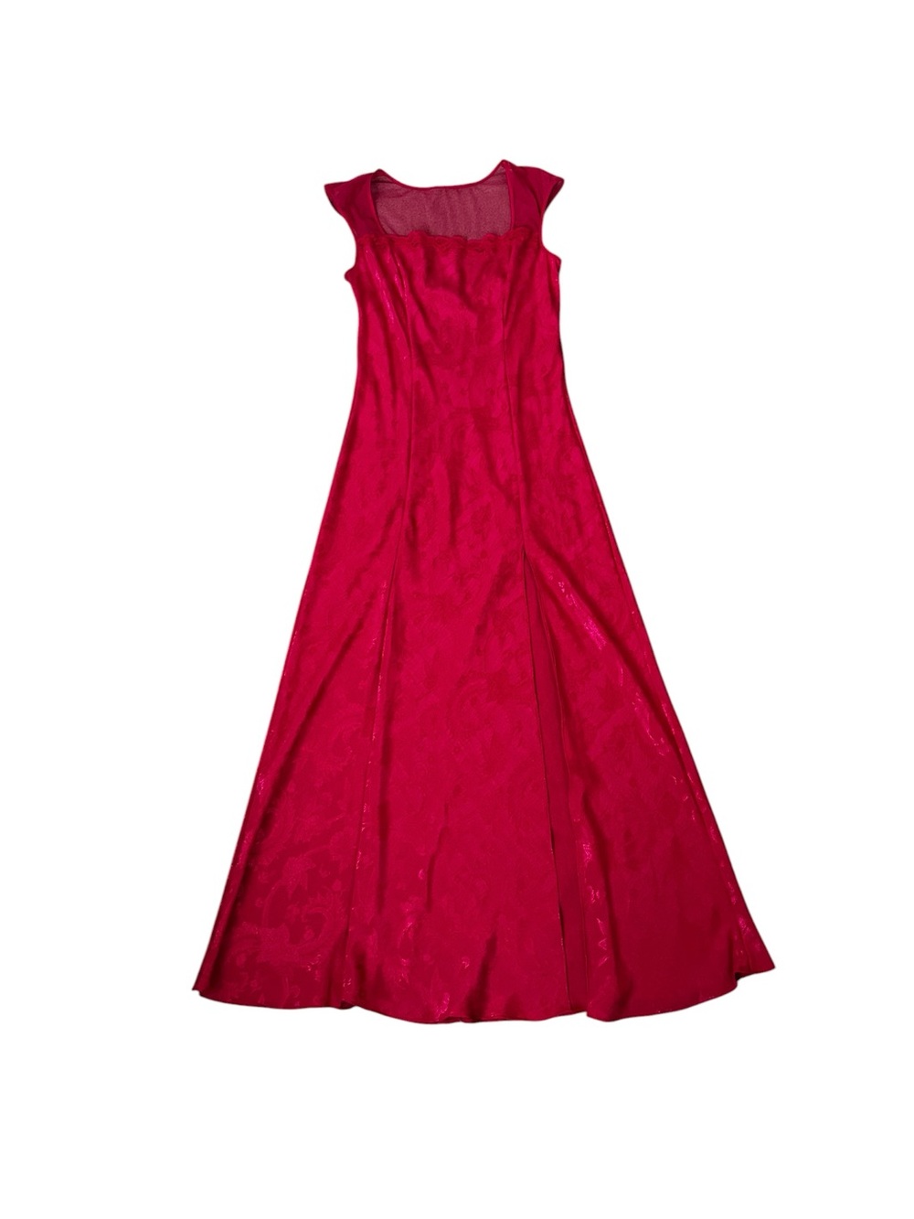 Victoria’s Secret Vintage Gold Label Red Satin Lace Maxi Dress Feminine Romantic